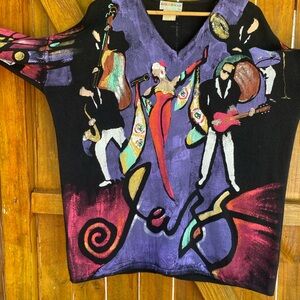 Vintage Kolorway Painted Jazz Cotton Sweater Size ( 2) fits up to modern medium